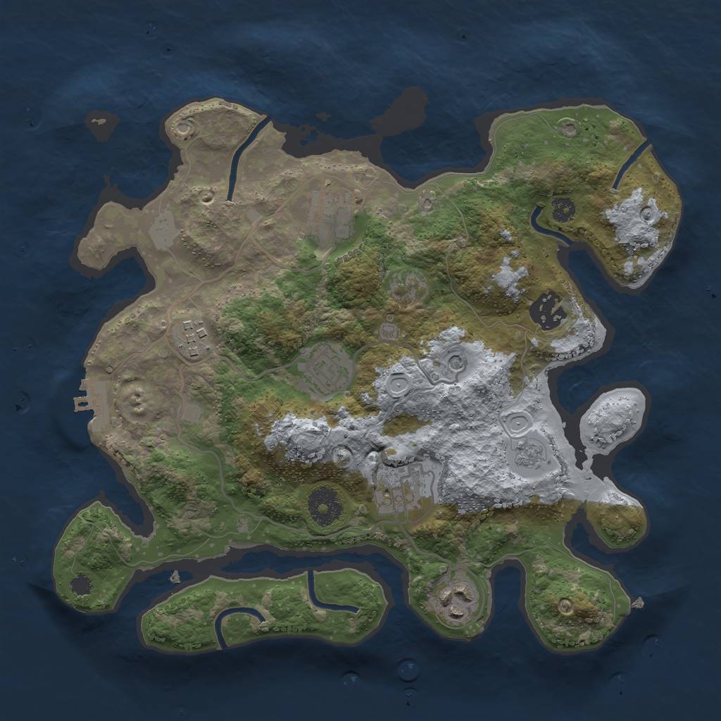 Rust Map: Procedural Map, Size: 3000, Seed: 1373842324, 12 Monuments