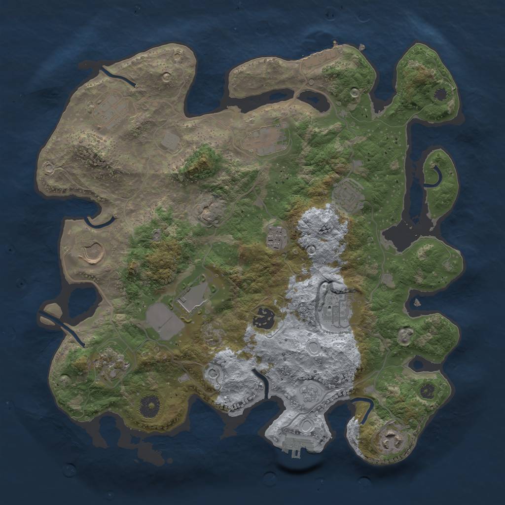 Rust Map: Procedural Map, Size: 3500, Seed: 597464506, 17 Monuments