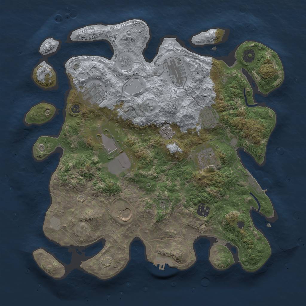 Rust Map: Procedural Map, Size: 3500, Seed: 73517534, 15 Monuments