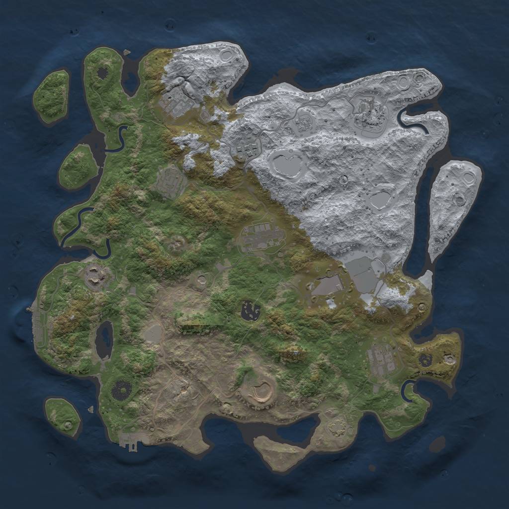 Rust Map: Procedural Map, Size: 3750, Seed: 1864431301, 17 Monuments