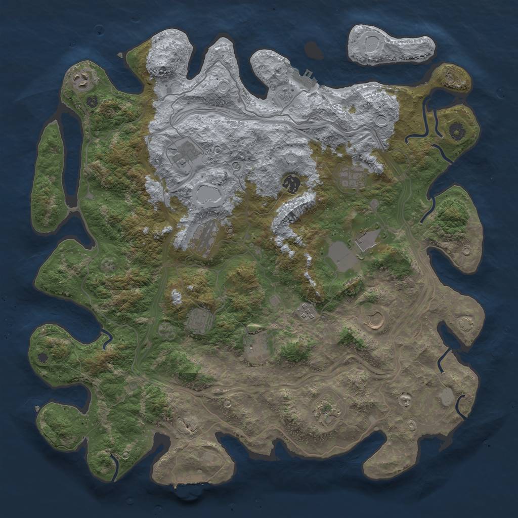 Rust Map: Procedural Map, Size: 4500, Seed: 1063305327, 18 Monuments