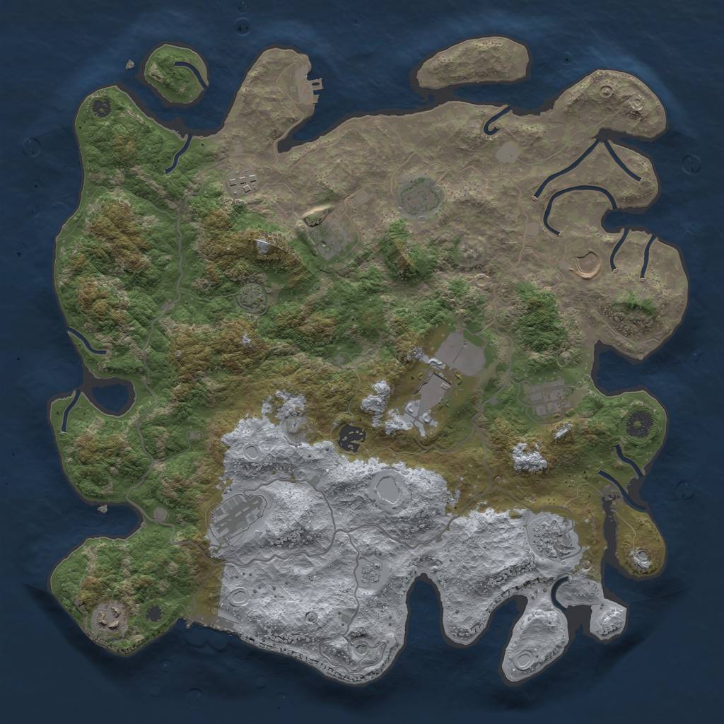 Rust Map: Procedural Map, Size: 4000, Seed: 1163311161, 17 Monuments