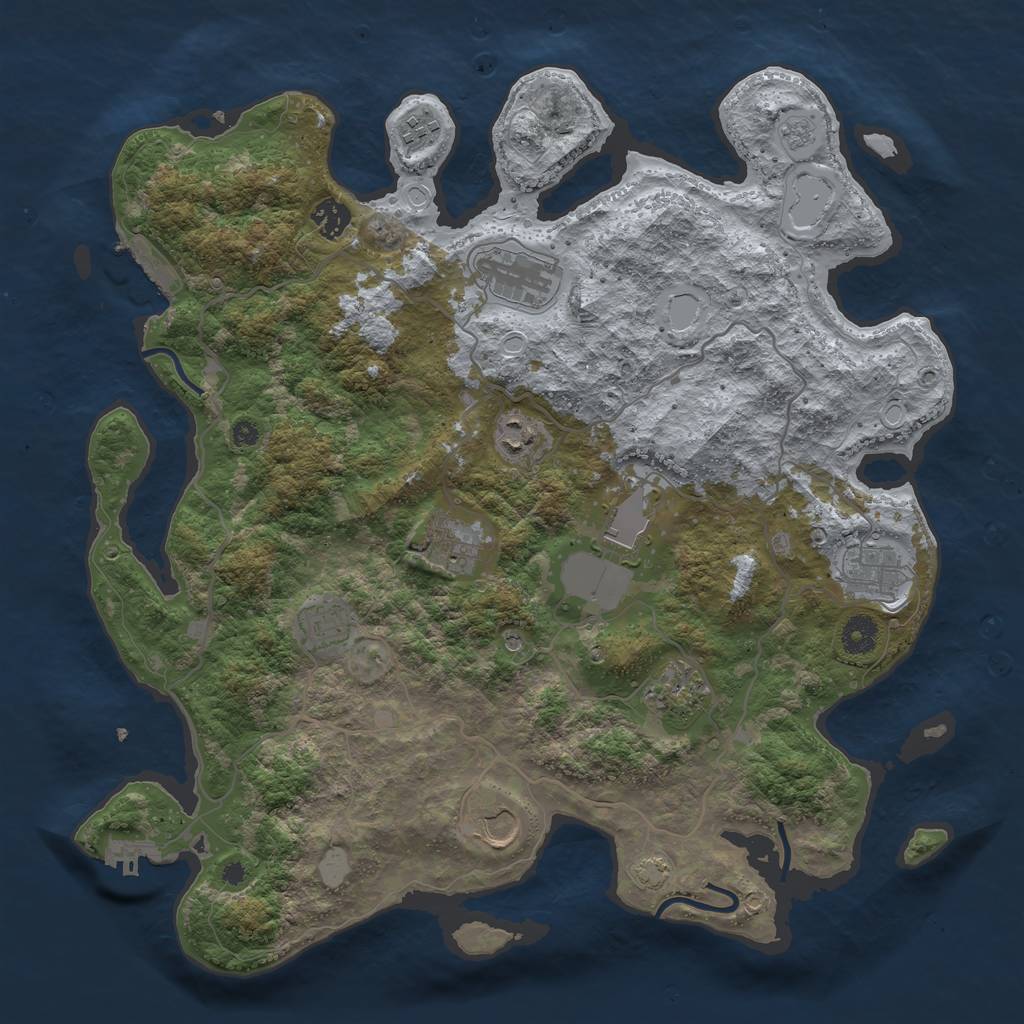 Rust Map: Procedural Map, Size: 4000, Seed: 1335710057, 18 Monuments