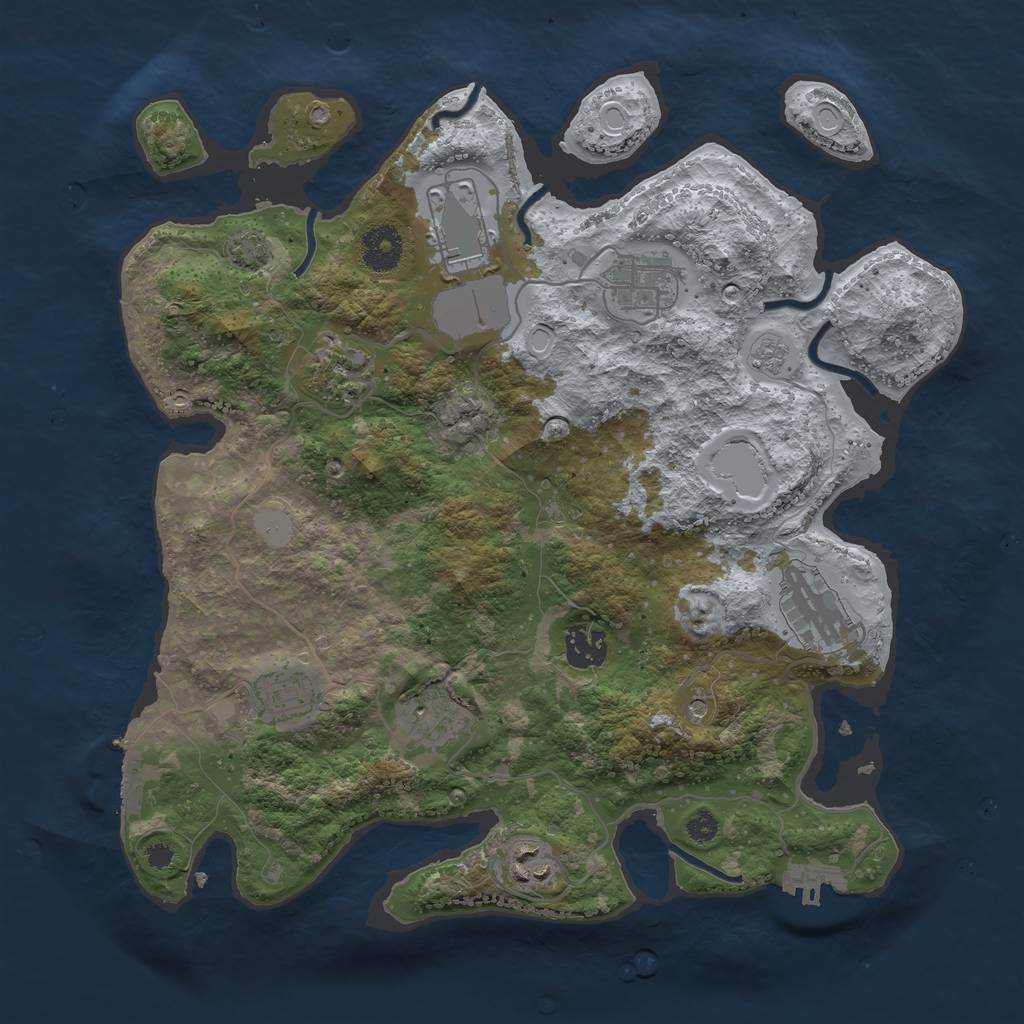 Rust Map: Procedural Map, Size: 3500, Seed: 493369856, 15 Monuments