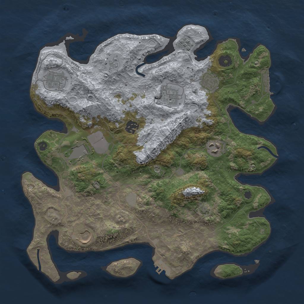 Rust Map: Procedural Map, Size: 3550, Seed: 72372894, 15 Monuments
