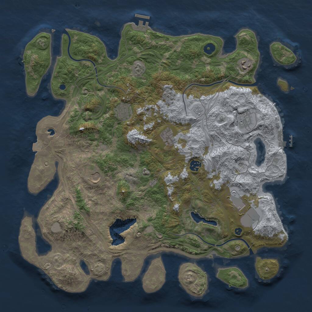 Rust Map: Procedural Map, Size: 4250, Seed: 1086200088, 14 Monuments