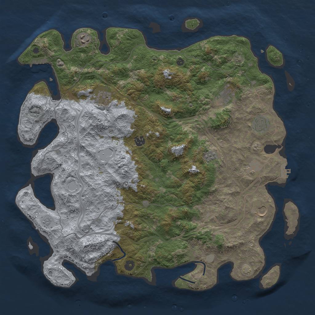 Rust Map: Procedural Map, Size: 4500, Seed: 428225, 16 Monuments