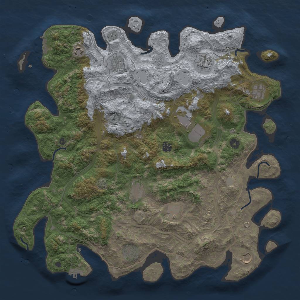 Rust Map: Procedural Map, Size: 4500, Seed: 1070215842, 19 Monuments