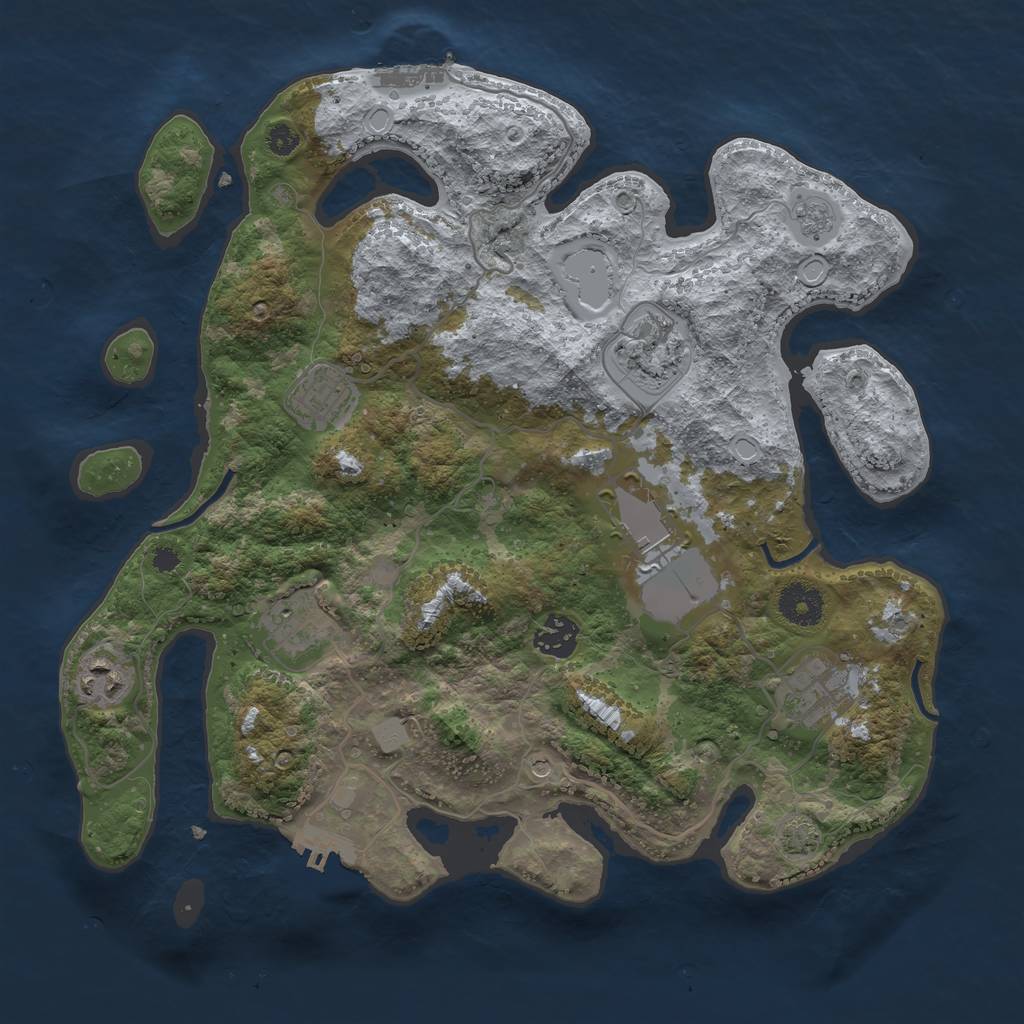 Rust Map: Procedural Map, Size: 3500, Seed: 1116404369, 14 Monuments