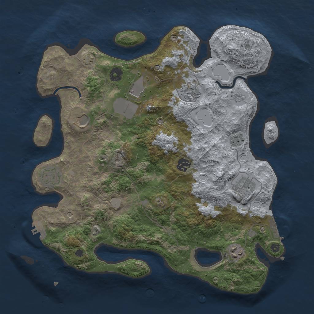 Rust Map: Procedural Map, Size: 3500, Seed: 93542, 16 Monuments