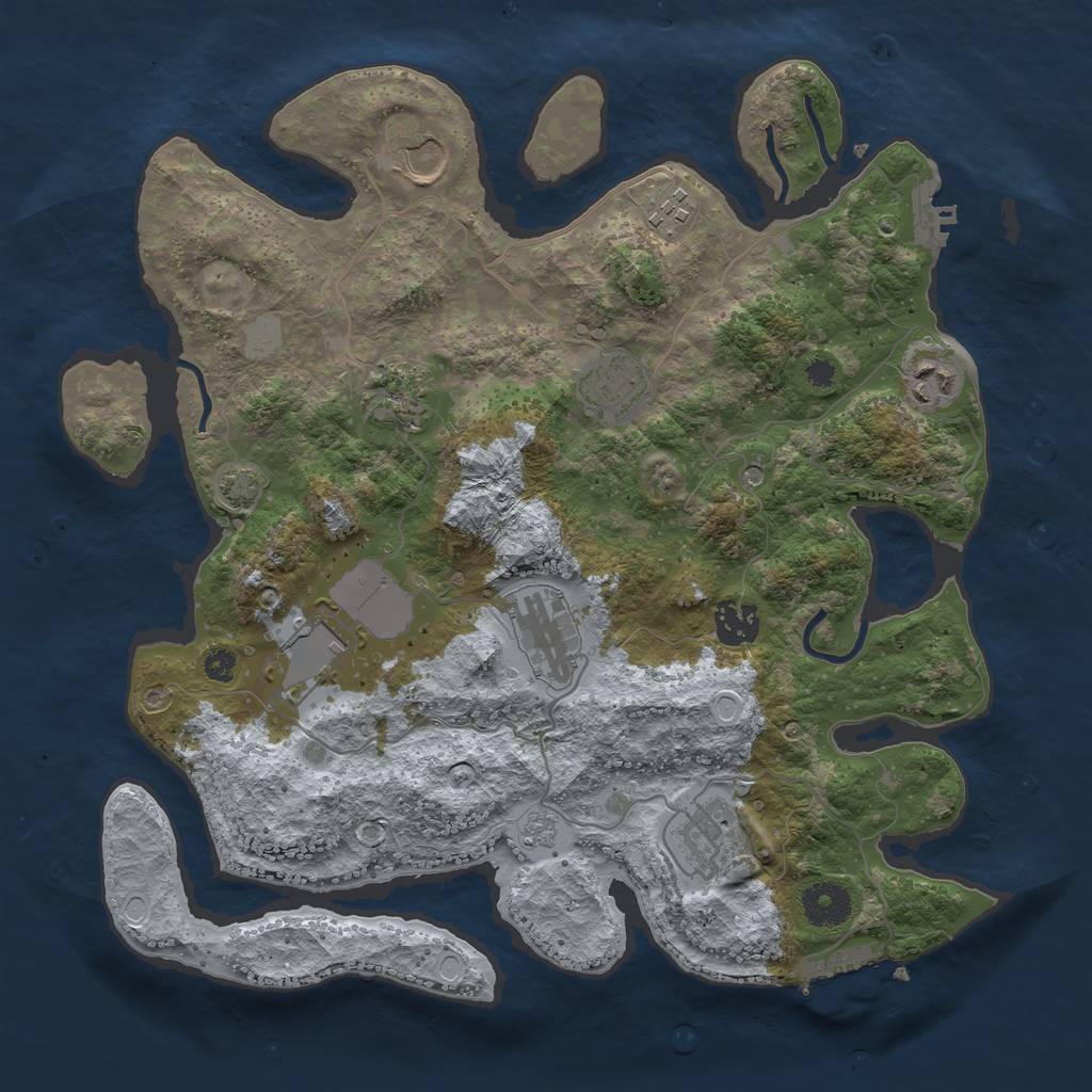 Rust Map: Procedural Map, Size: 3500, Seed: 1153027843, 16 Monuments