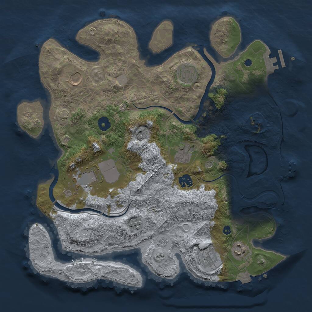 Rust Map: Procedural Map, Size: 3500, Seed: 1153027843, 14 Monuments