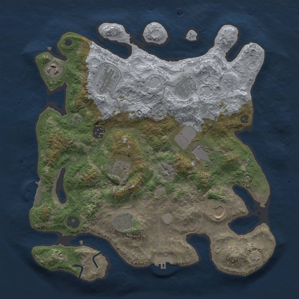 Rust Map: Procedural Map, Size: 3500, Seed: 400442852, 15 Monuments