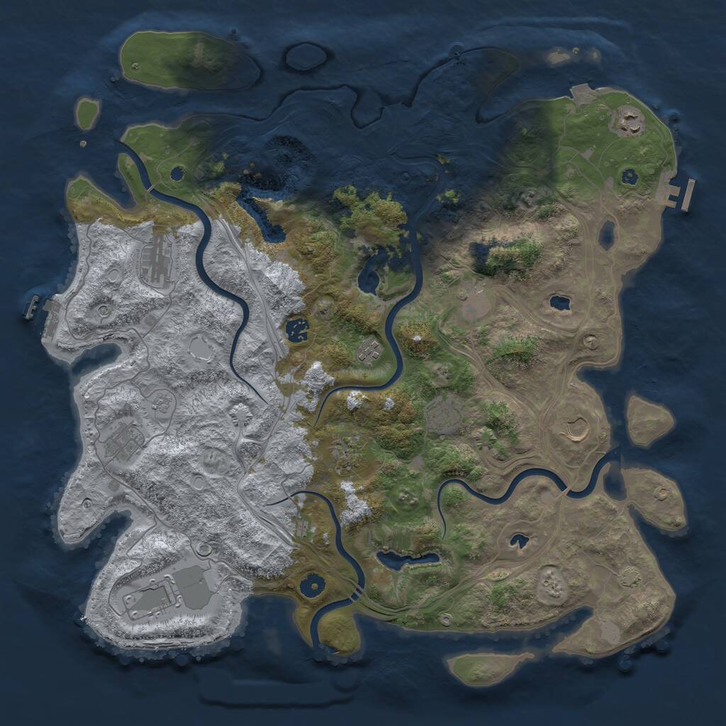 Rust Map: Procedural Map, Size: 4500, Seed: 333777, 16 Monuments