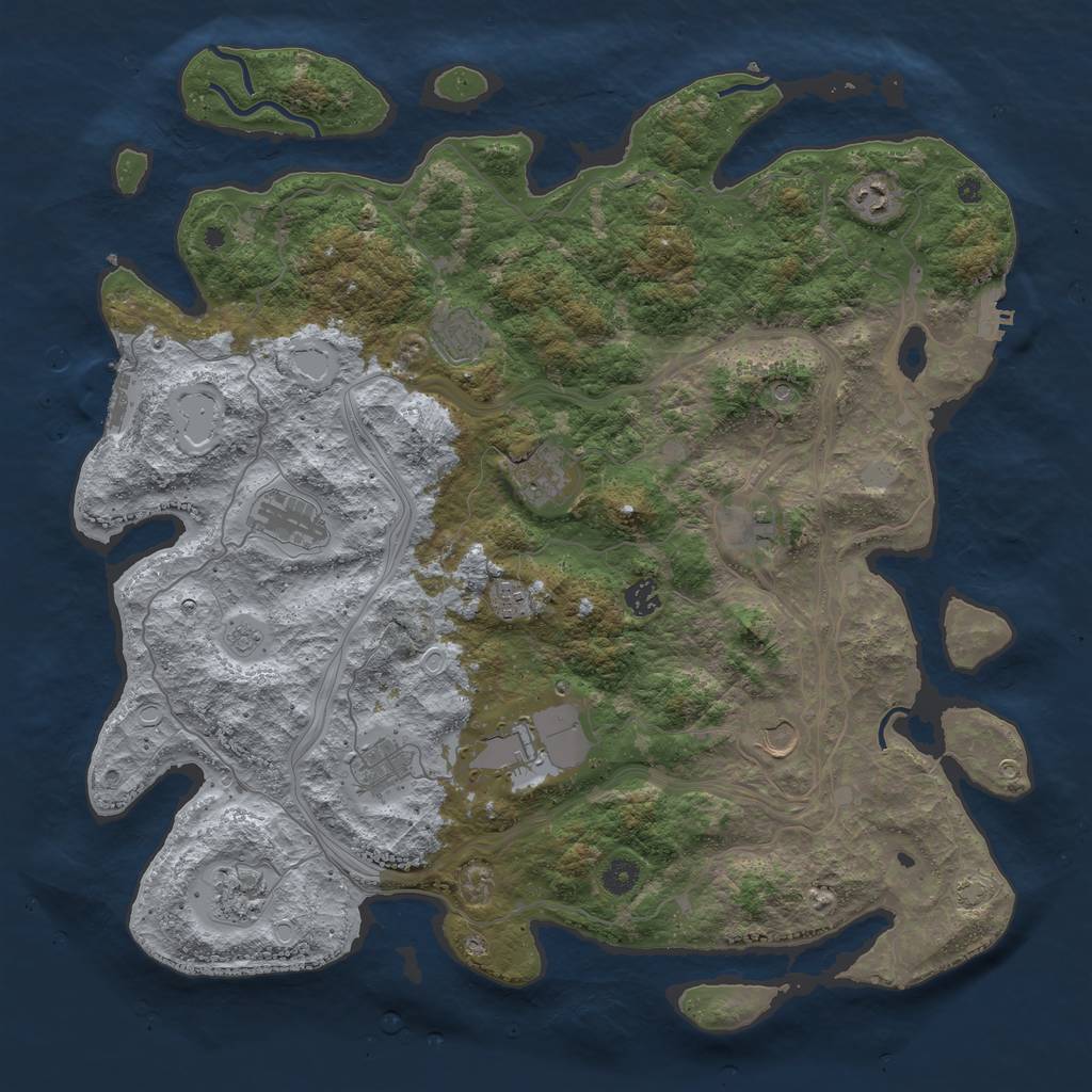 Rust Map: Procedural Map, Size: 4500, Seed: 333777, 19 Monuments