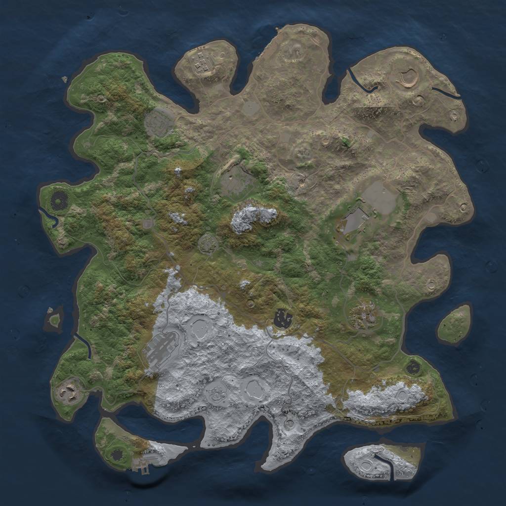 Rust Map: Procedural Map, Size: 4000, Seed: 17187654, 16 Monuments