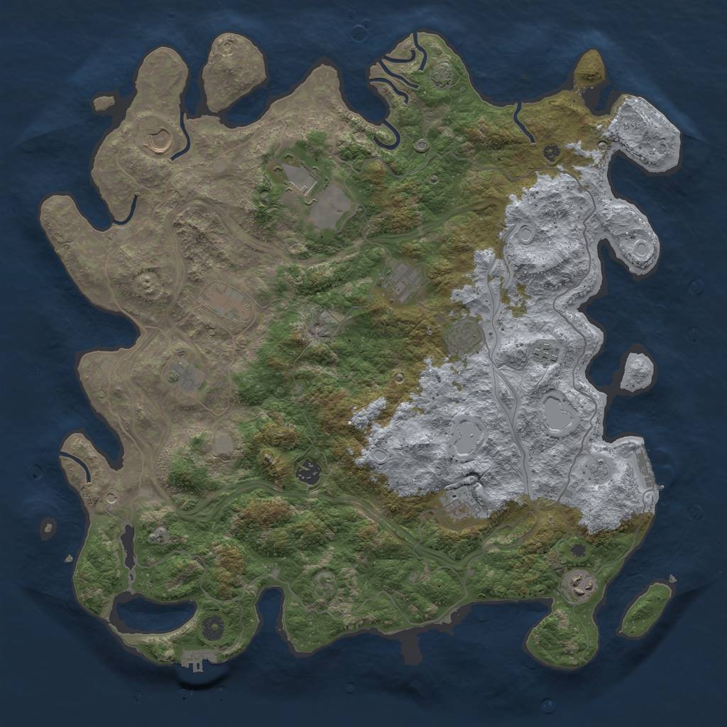 Rust Map: Procedural Map, Size: 4500, Seed: 47795788, 17 Monuments