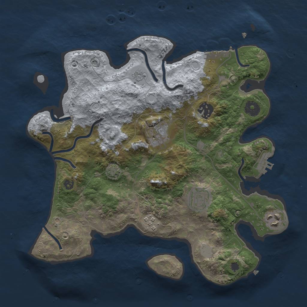 Rust Map: Procedural Map, Size: 3000, Seed: 2066857261, 11 Monuments