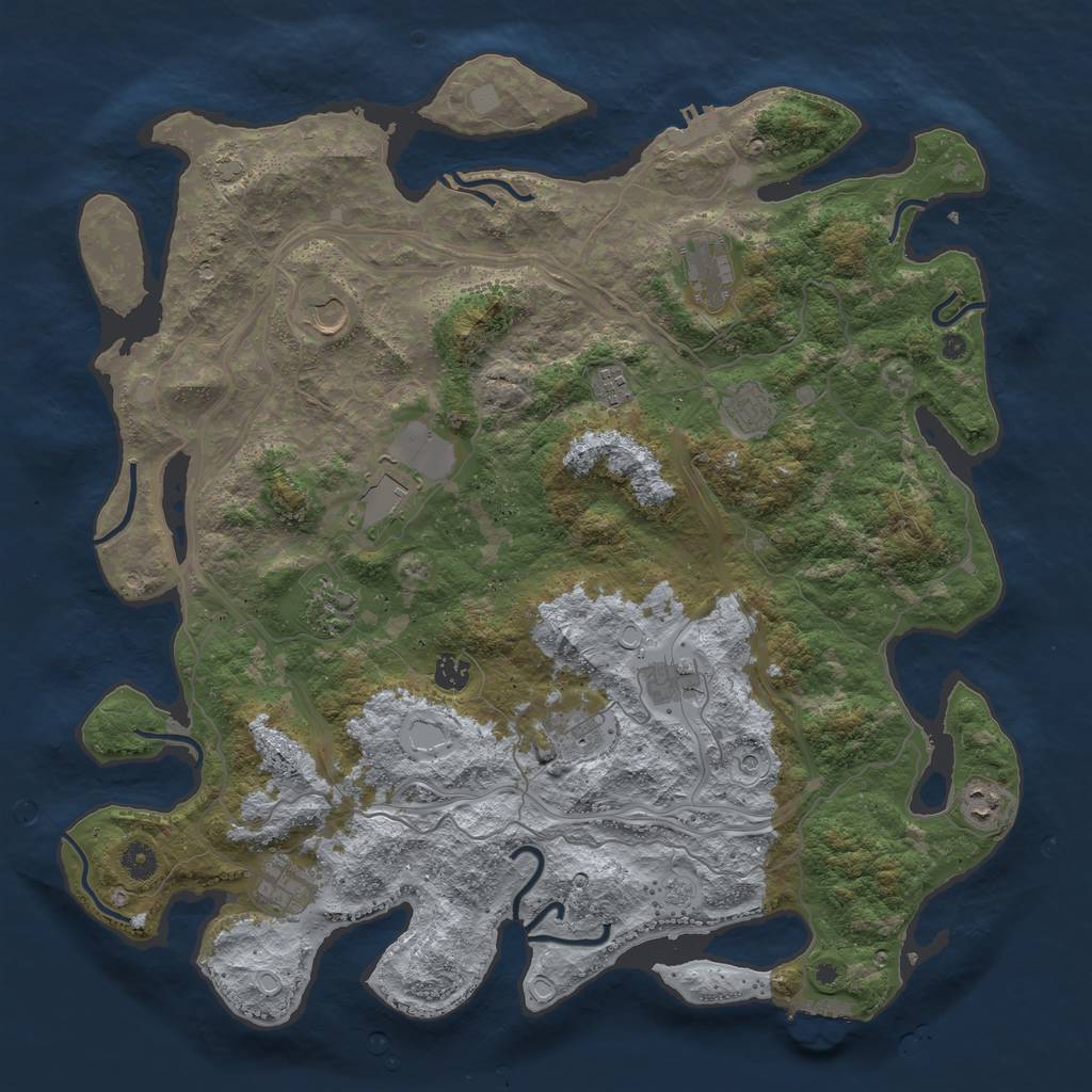 Rust Map: Procedural Map, Size: 4500, Seed: 1506961913, 18 Monuments