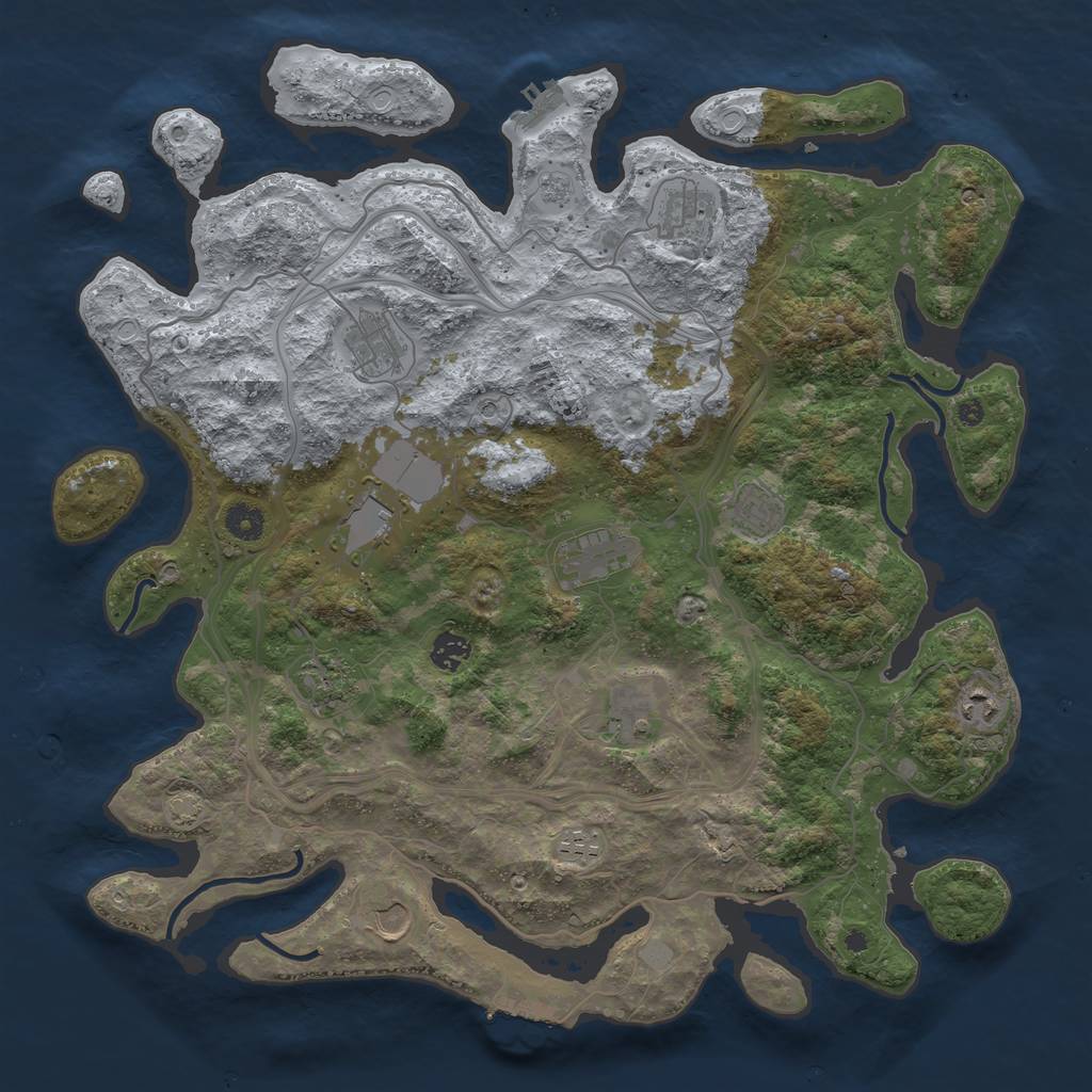 Rust Map: Procedural Map, Size: 4250, Seed: 1926189444, 18 Monuments