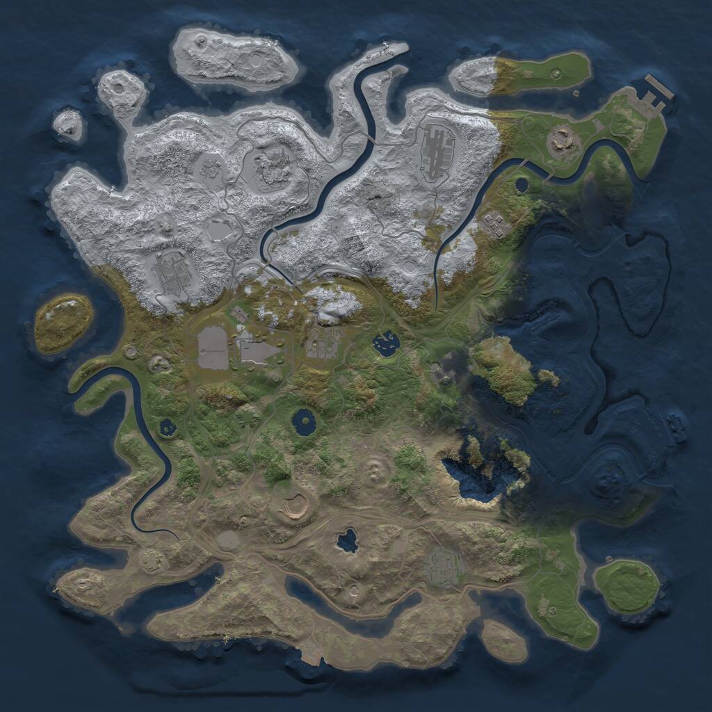Rust Map: Procedural Map, Size: 4250, Seed: 1926189444, 17 Monuments