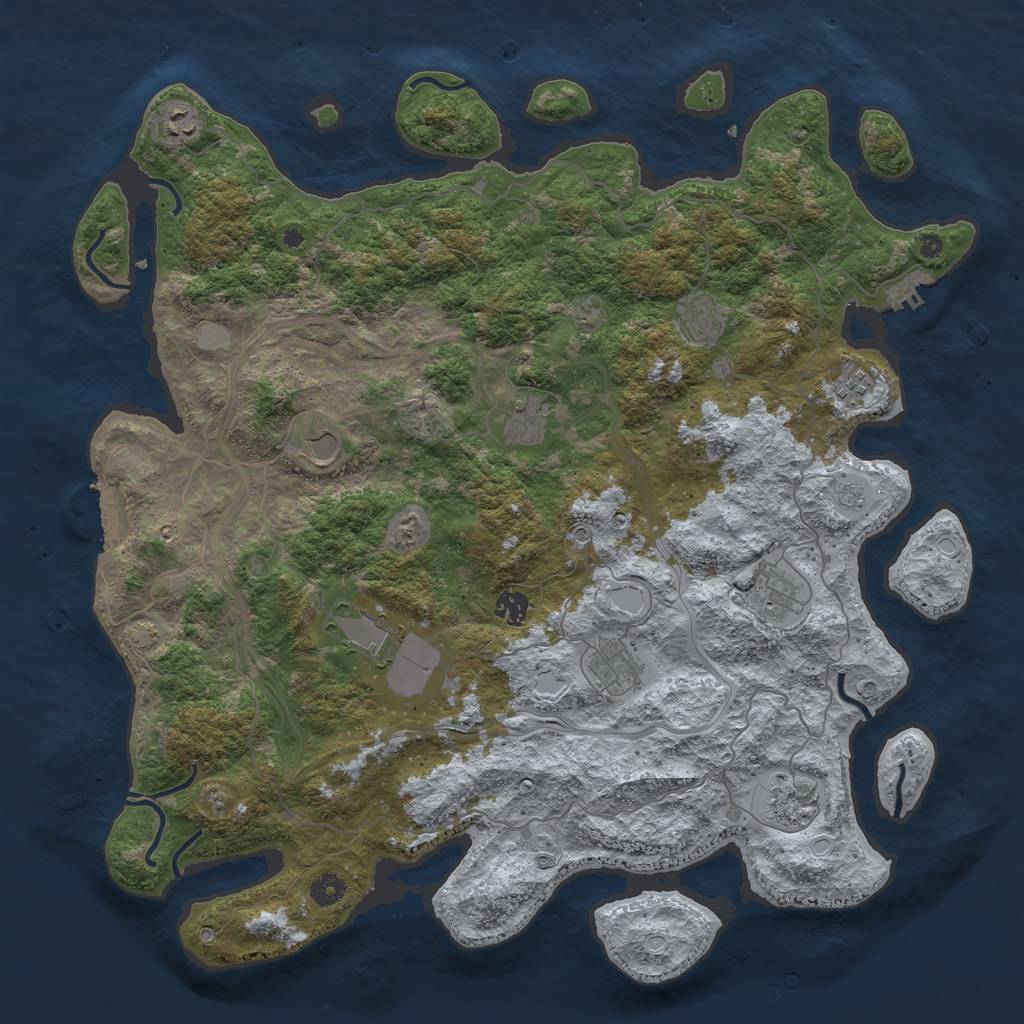 Rust Map: Procedural Map, Size: 4500, Seed: 207892339, 17 Monuments