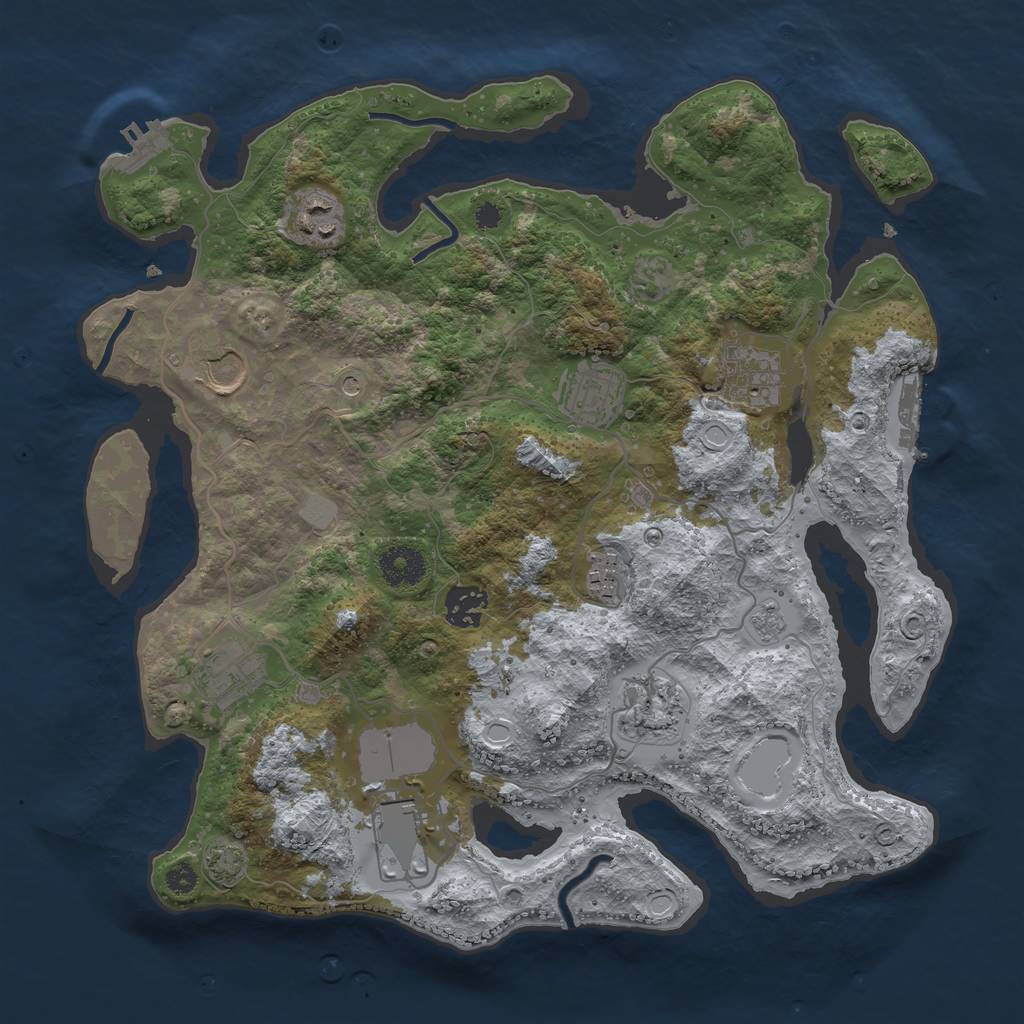 Rust Map: Procedural Map, Size: 3500, Seed: 1619381572, 16 Monuments
