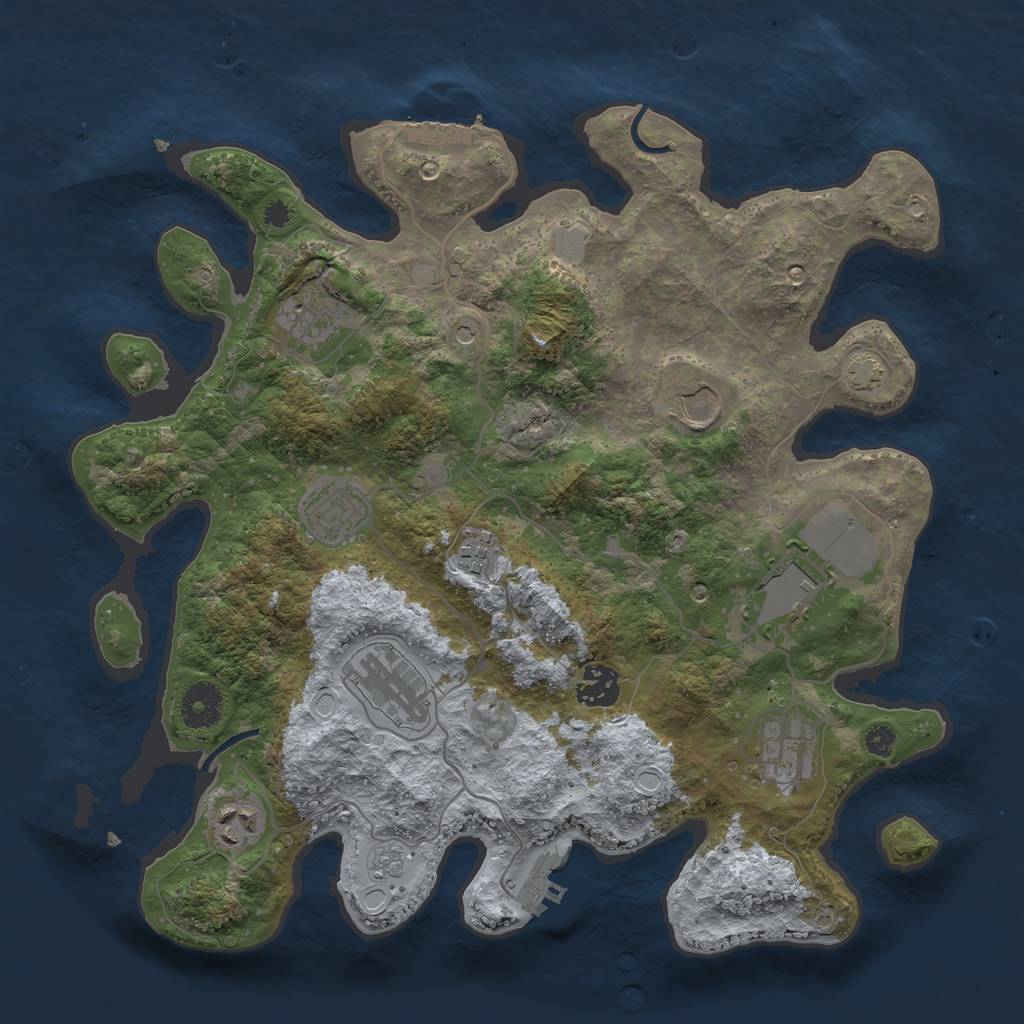 Rust Map: Procedural Map, Size: 3500, Seed: 208342839, 16 Monuments