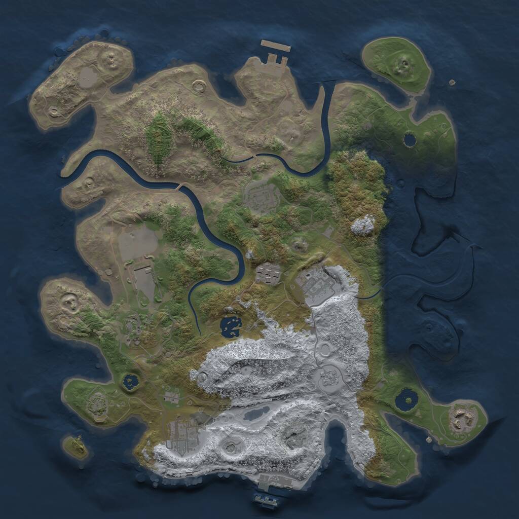 Rust Map: Procedural Map, Size: 3500, Seed: 1142255723, 14 Monuments