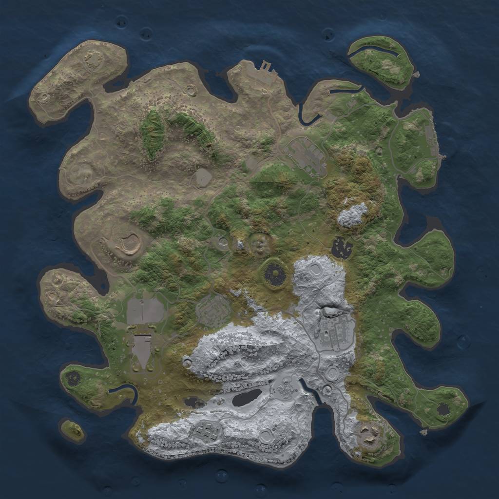 Rust Map: Procedural Map, Size: 3500, Seed: 1142255723, 16 Monuments