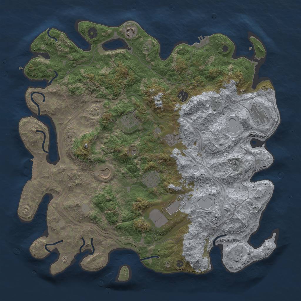 Rust Map: Procedural Map, Size: 4250, Seed: 868418819, 16 Monuments
