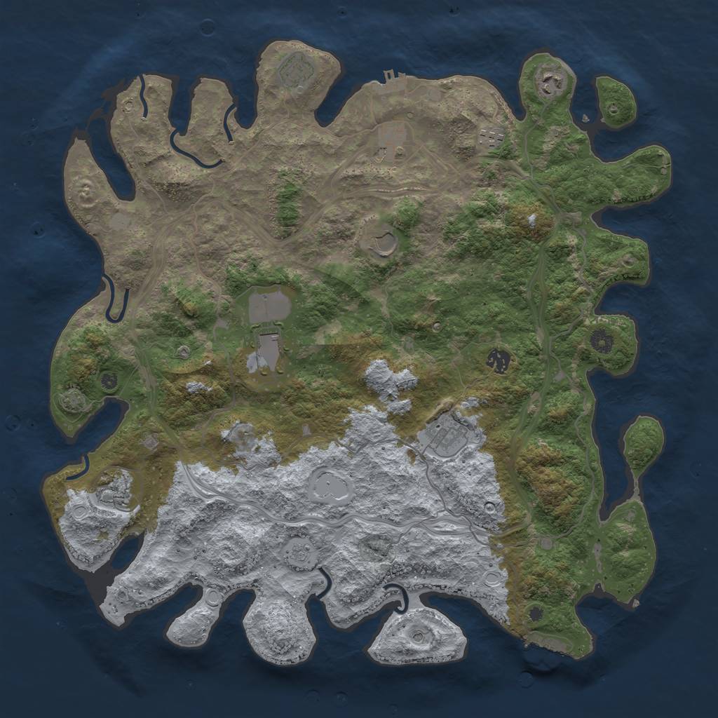 Rust Map: Procedural Map, Size: 4500, Seed: 29850867, 16 Monuments