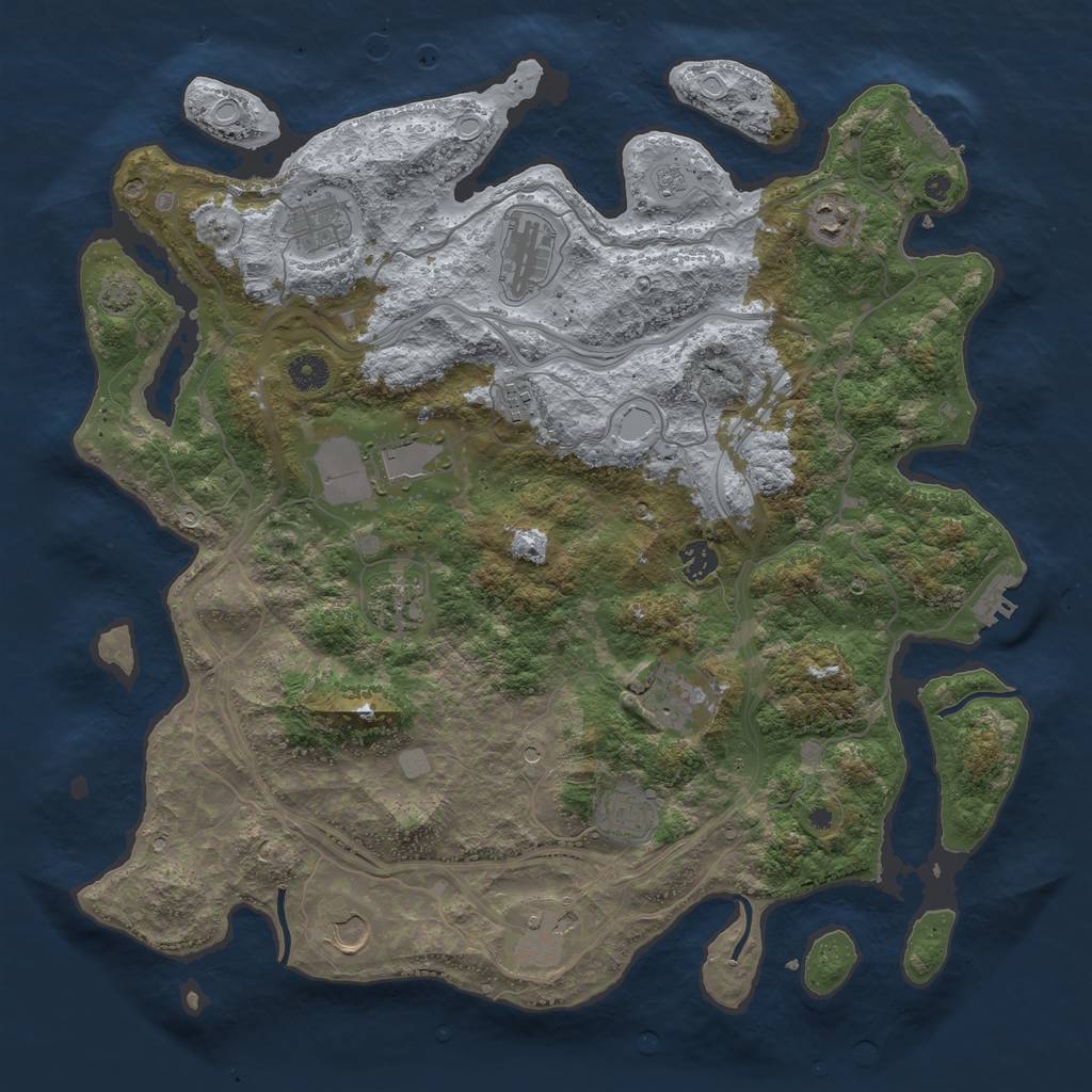 Rust Map: Procedural Map, Size: 4250, Seed: 974272531, 18 Monuments