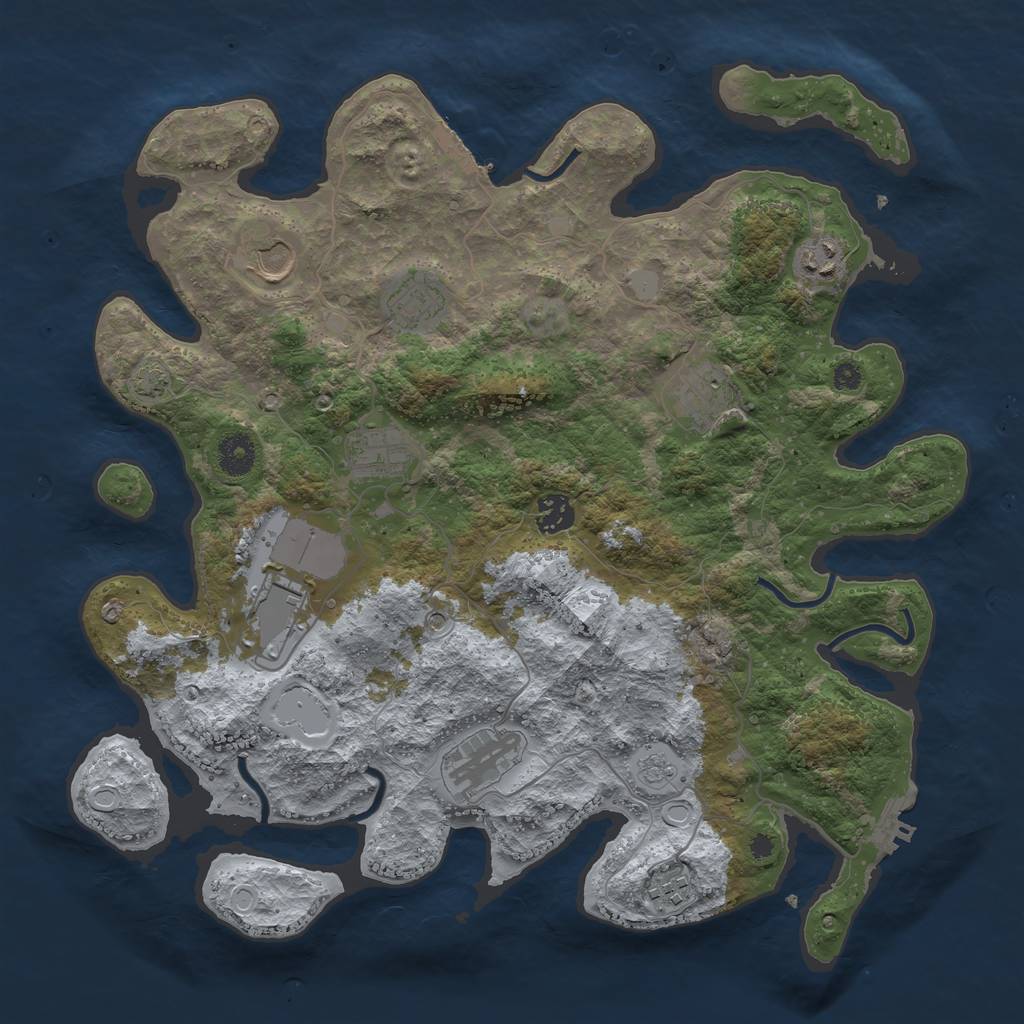 Rust Map: Procedural Map, Size: 3800, Seed: 1789985829, 16 Monuments