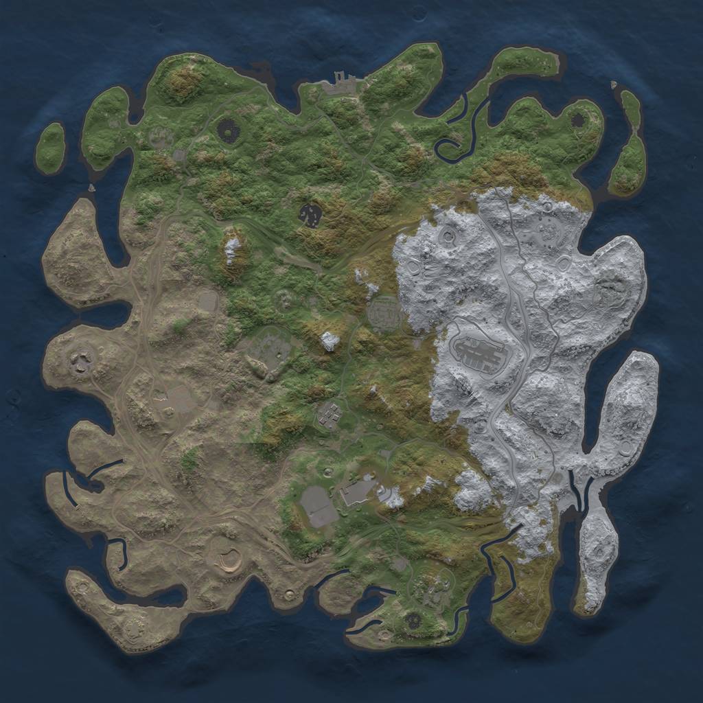 Rust Map: Procedural Map, Size: 4500, Seed: 28051993, 16 Monuments