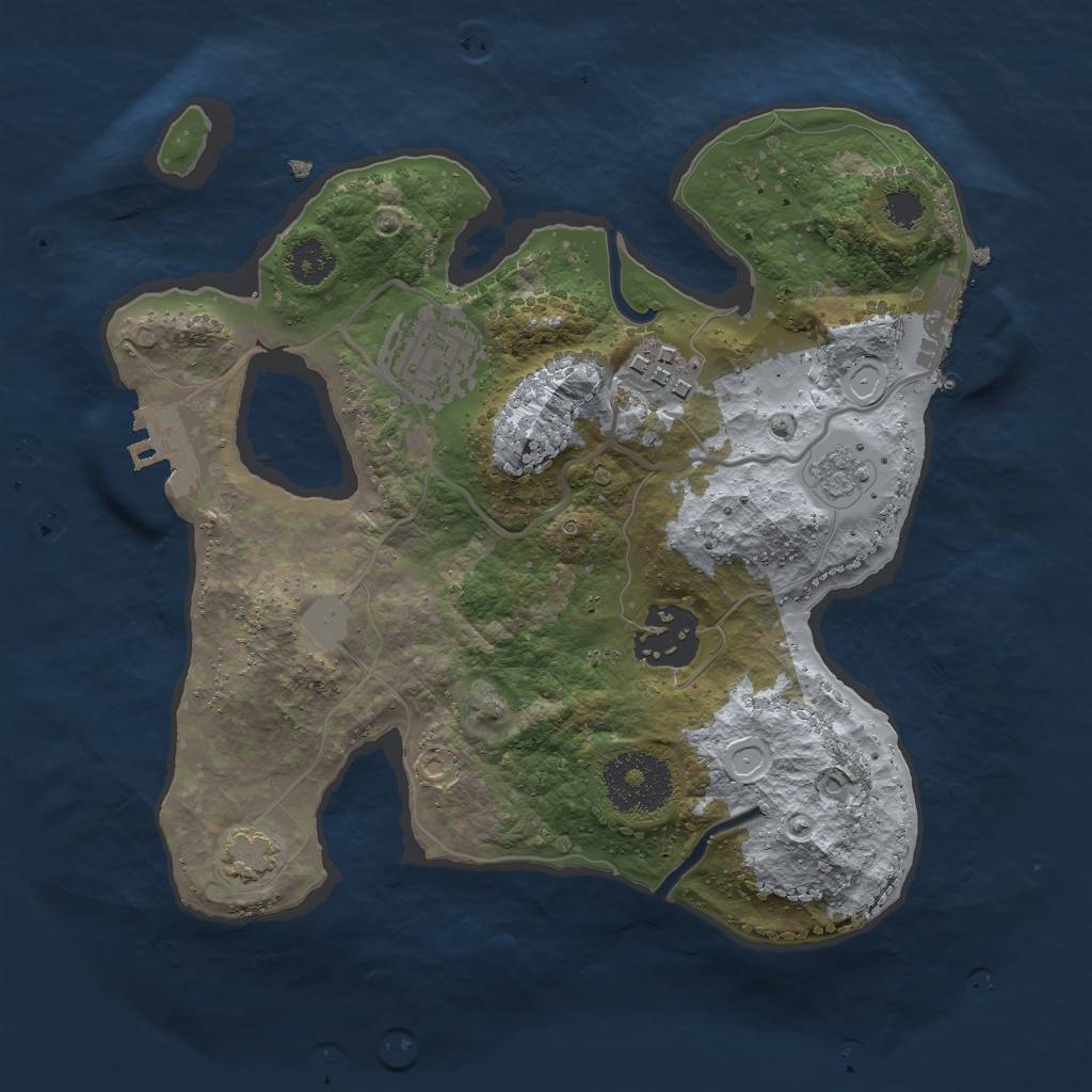 Rust Map: Procedural Map, Size: 2500, Seed: 2120426228, 9 Monuments