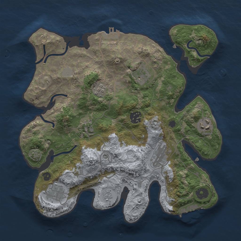 Rust Map: Procedural Map, Size: 3000, Seed: 883461266, 14 Monuments