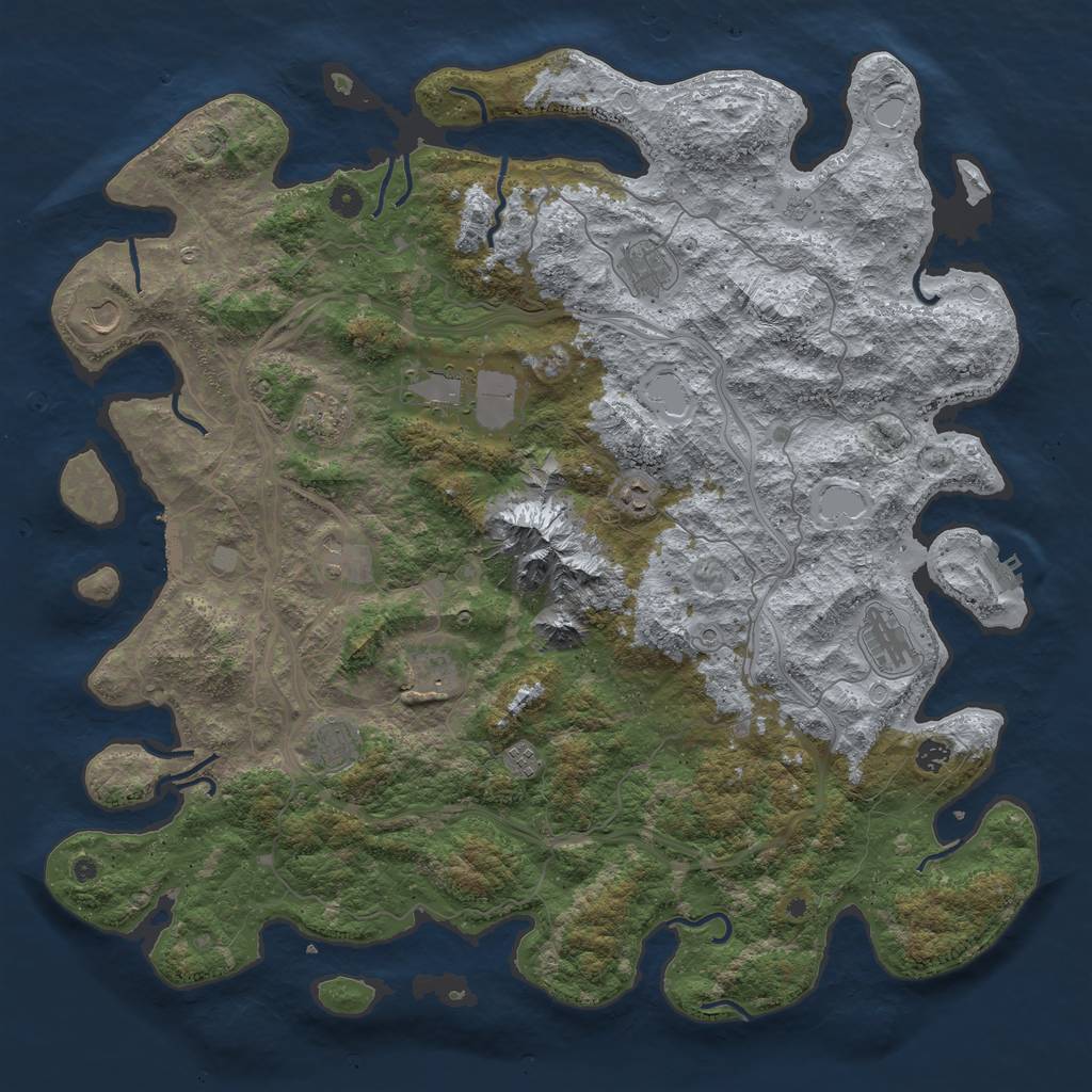 Rust Map: Procedural Map, Size: 5000, Seed: 837263789, 18 Monuments