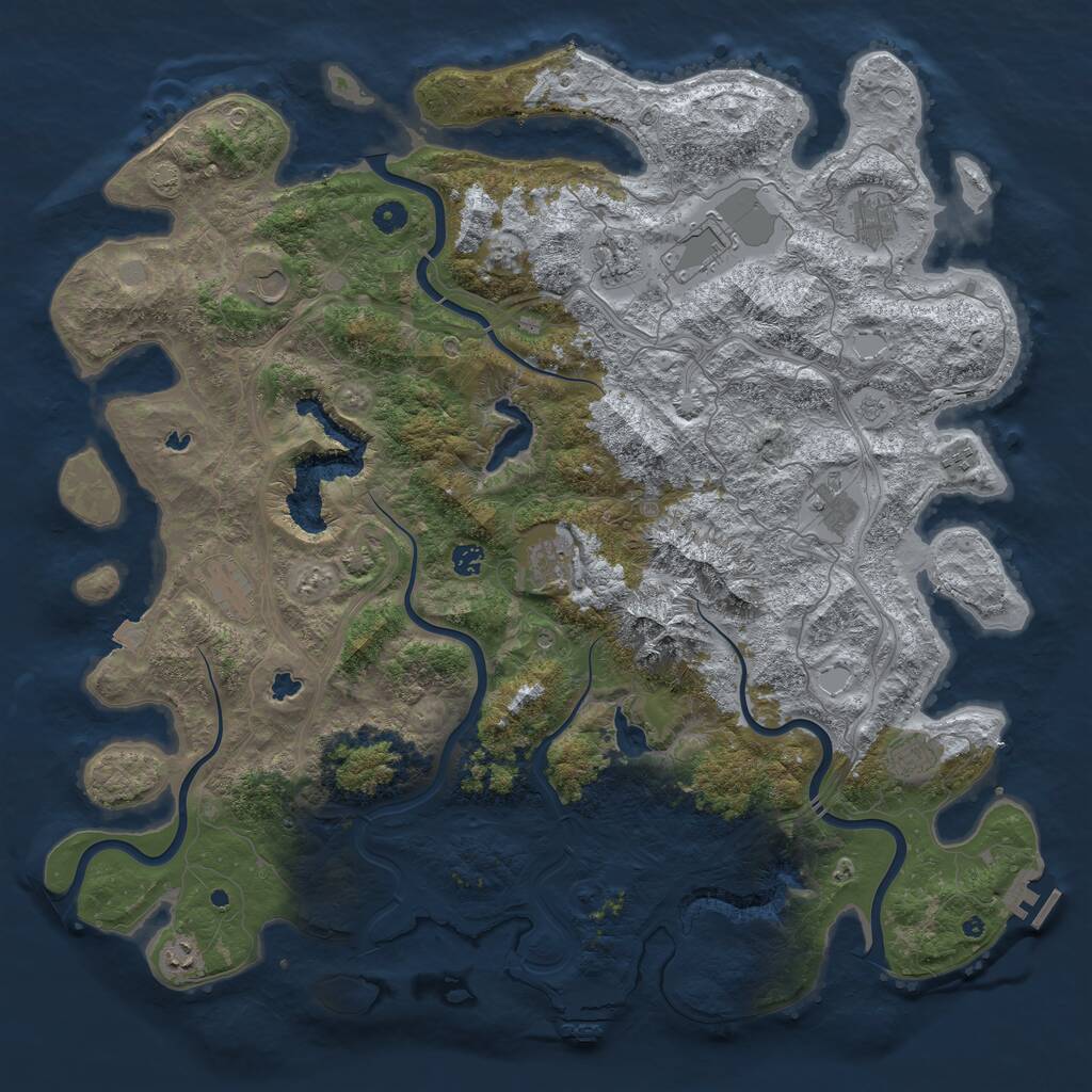 Rust Map: Procedural Map, Size: 5000, Seed: 837263789, 17 Monuments