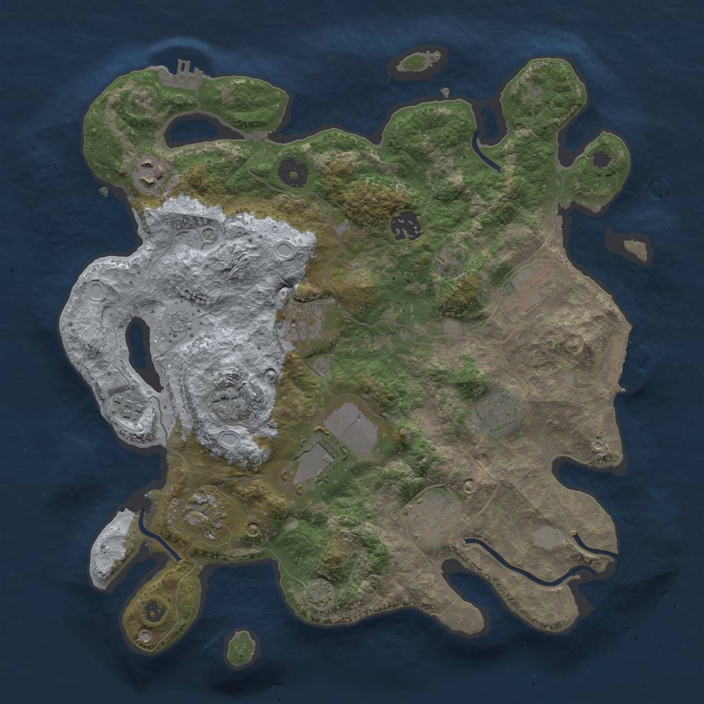 Rust Map: Procedural Map, Size: 3500, Seed: 1178003548, 17 Monuments