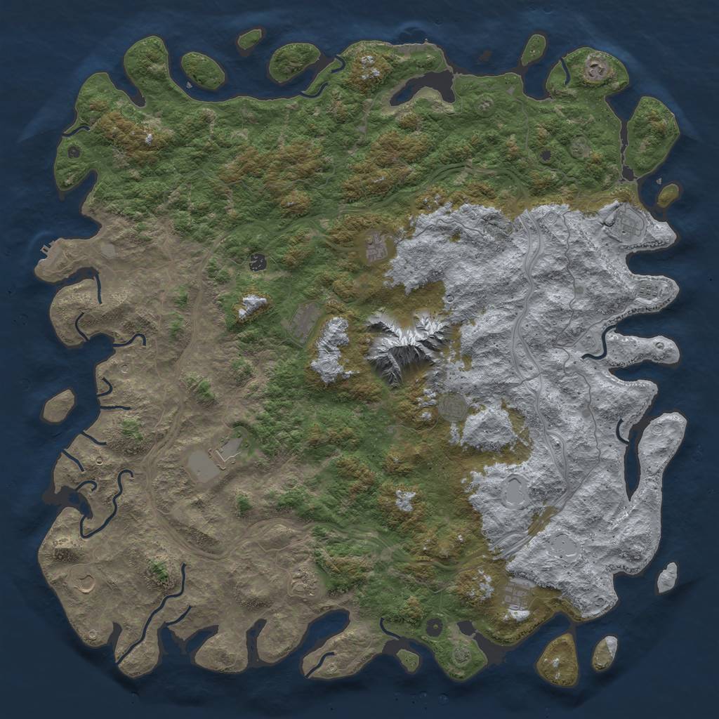 Rust Map: Procedural Map, Size: 6000, Seed: 62349302, 18 Monuments
