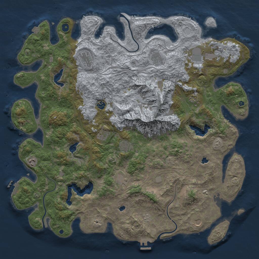 Rust Map: Procedural Map, Size: 5000, Seed: 233323333, 17 Monuments