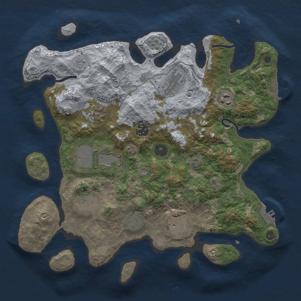 Rust Map: Procedural Map, Size: 3500, Seed: 1253623627, 16 Monuments