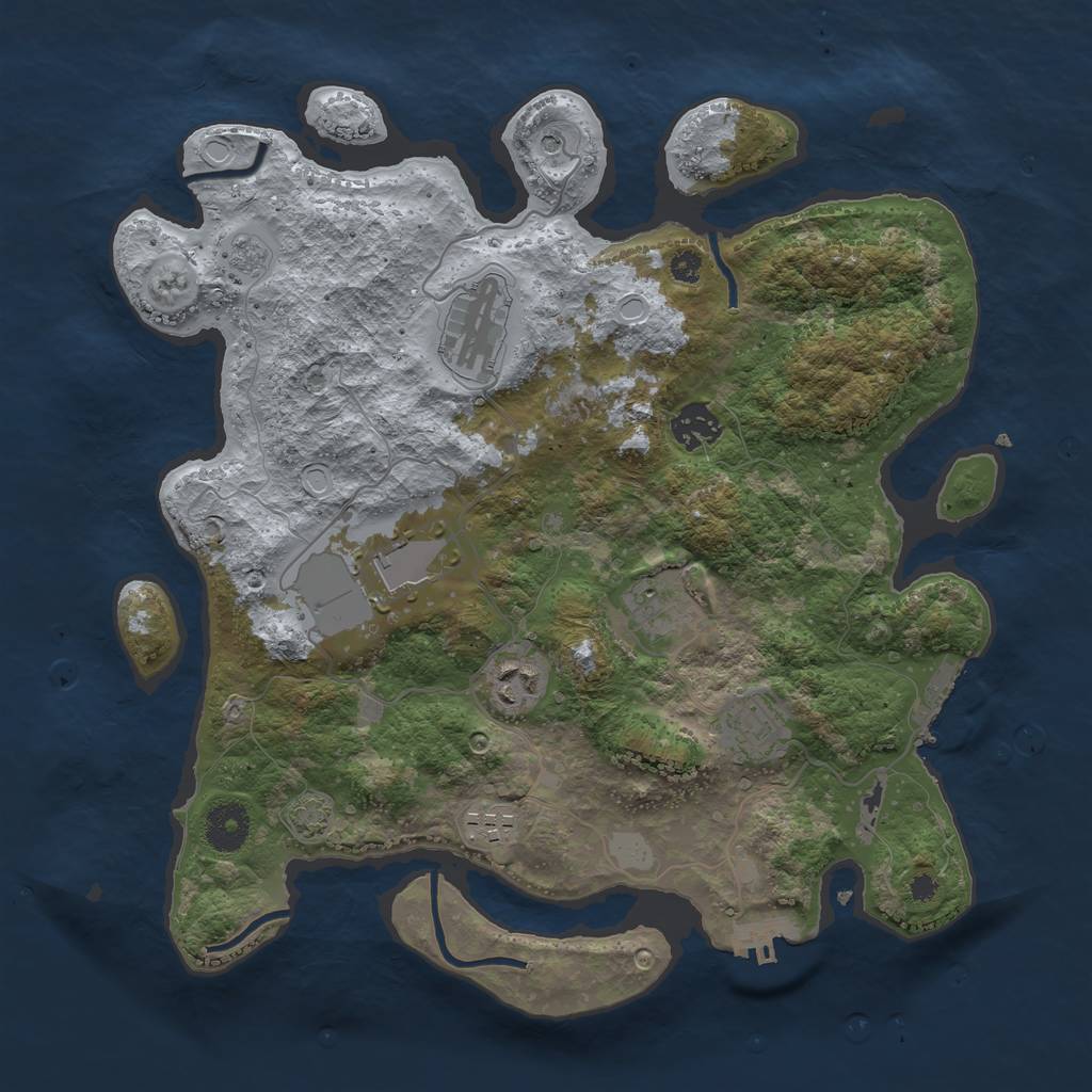 Rust Map: Procedural Map, Size: 3500, Seed: 2045849144, 14 Monuments