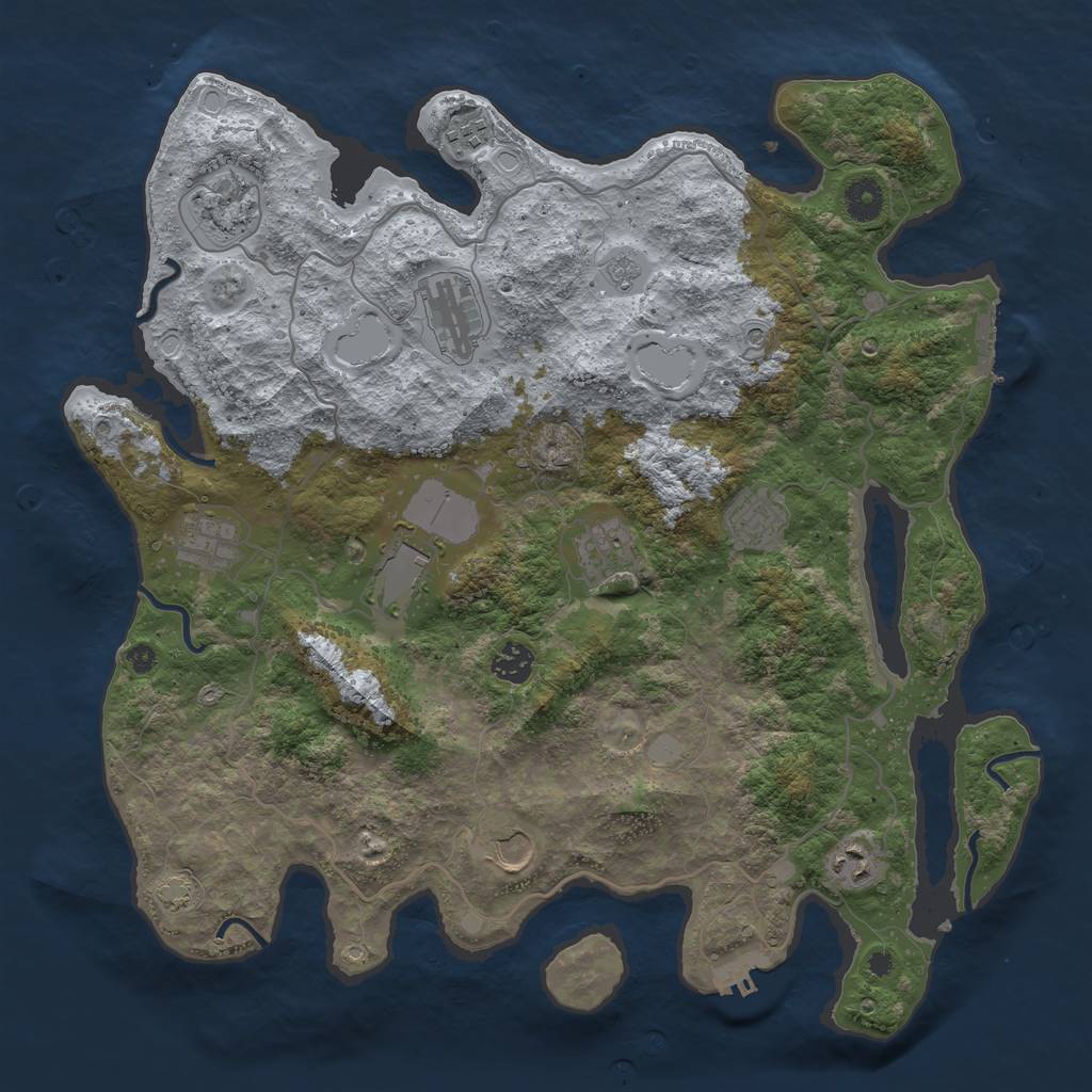 Rust Map: Procedural Map, Size: 4000, Seed: 910145348, 17 Monuments
