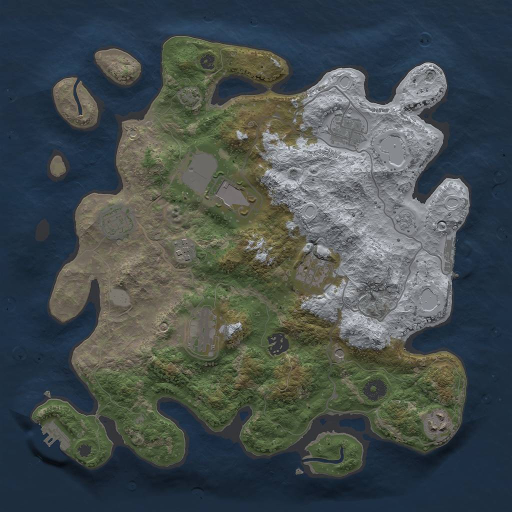 Rust Map: Procedural Map, Size: 3500, Seed: 1911559876, 15 Monuments