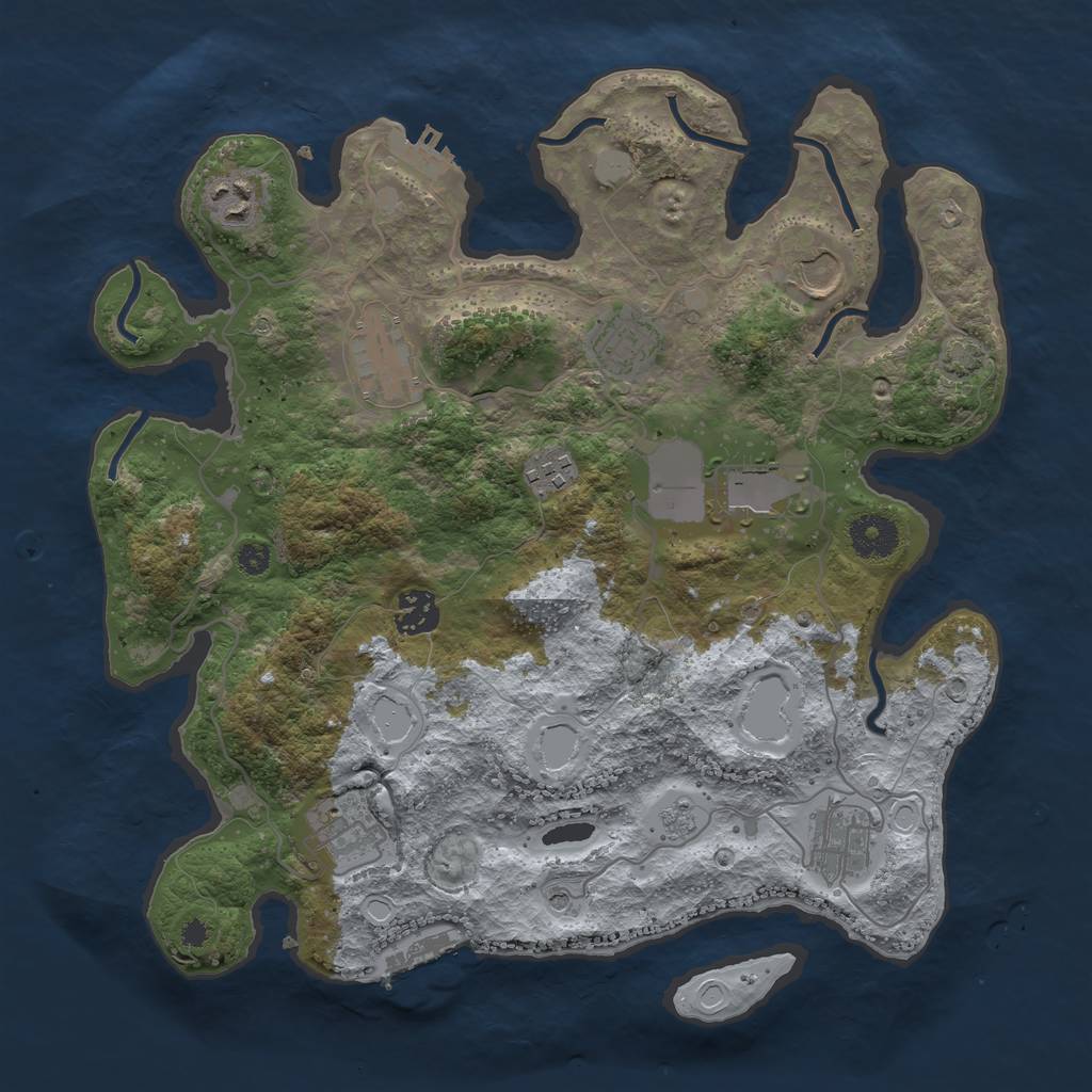 Rust Map: Procedural Map, Size: 3500, Seed: 160253895, 16 Monuments