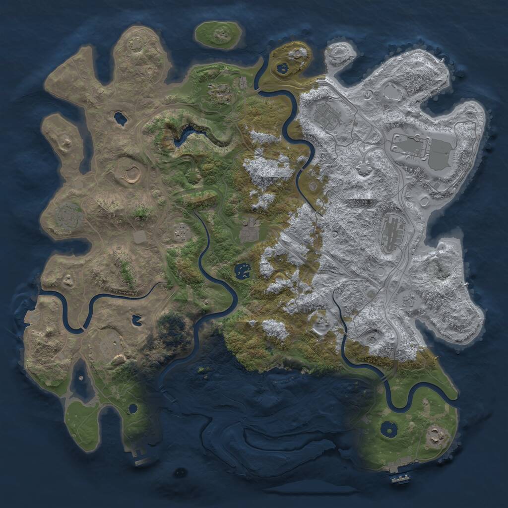 Rust Map: Procedural Map, Size: 4500, Seed: 1650607689, 17 Monuments