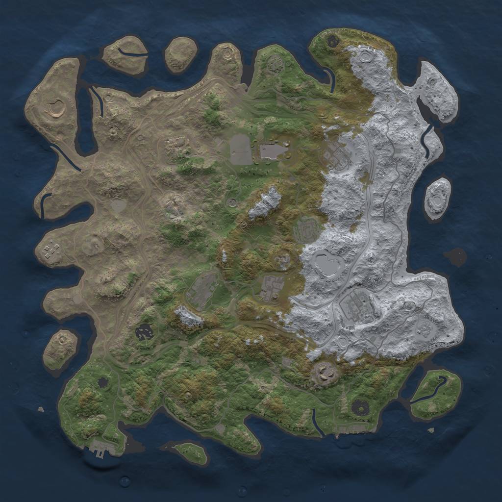 Rust Map: Procedural Map, Size: 4250, Seed: 1048648674, 18 Monuments