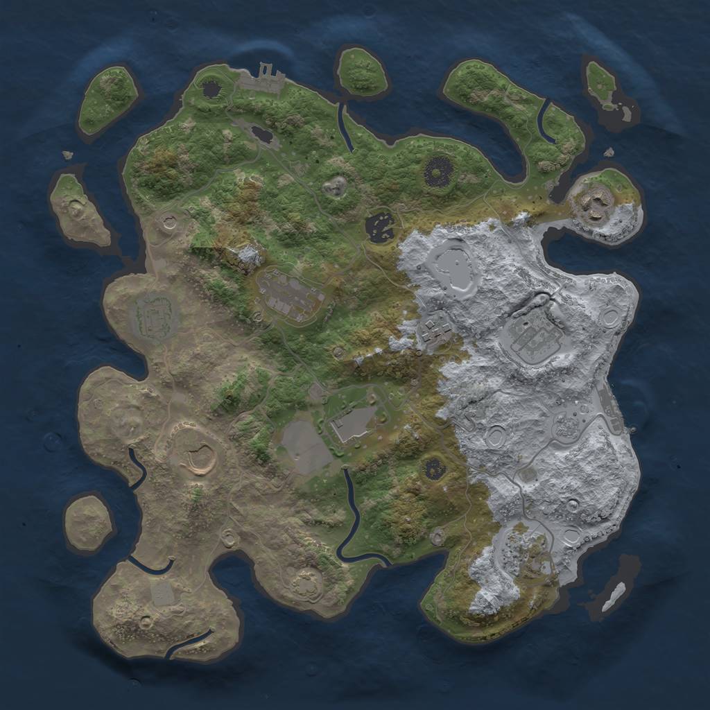 Rust Map: Procedural Map, Size: 3500, Seed: 600367093, 16 Monuments
